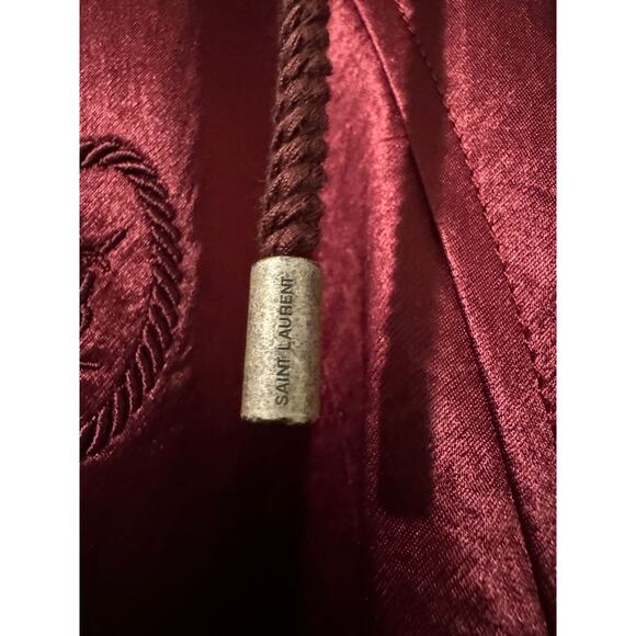 Saint Laurent Tonal Satin Jacket in Burgundy/Maroon - Picture 5 of 16